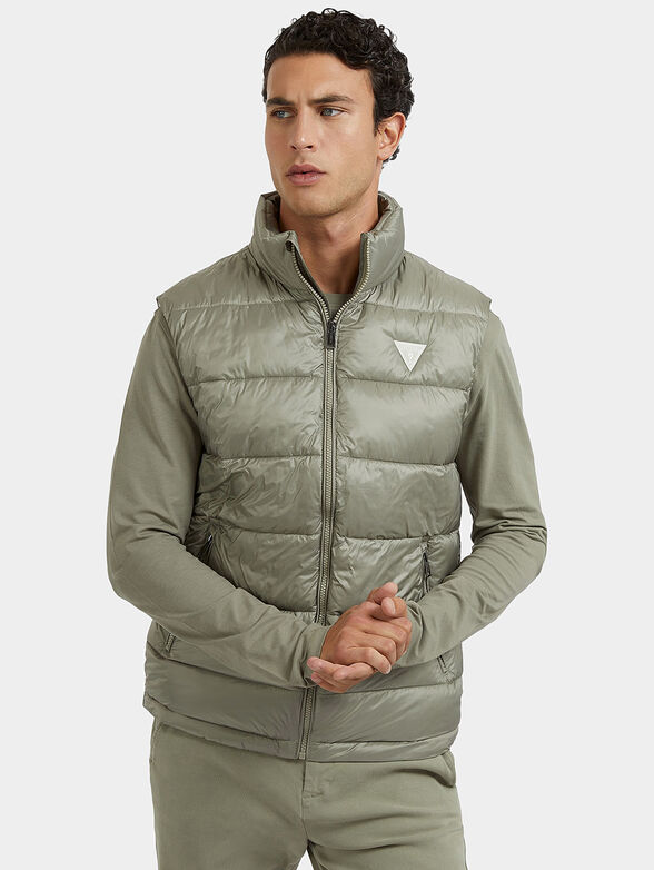 Black padded vest with quilted effect - 1