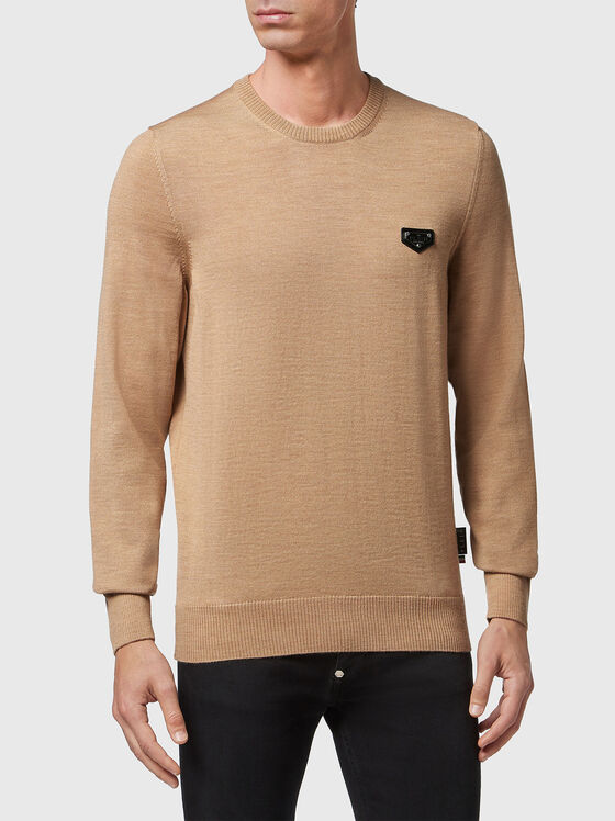 Вълнен пуловер с лого детайл - 1