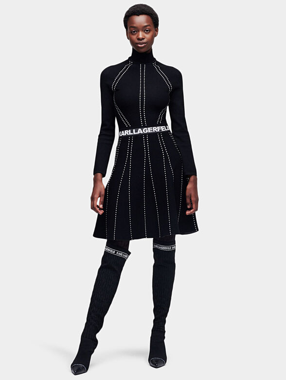Knit dress with branded waist - 1
