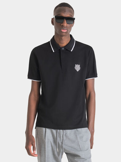 Black polo-shirt with animal print - 1