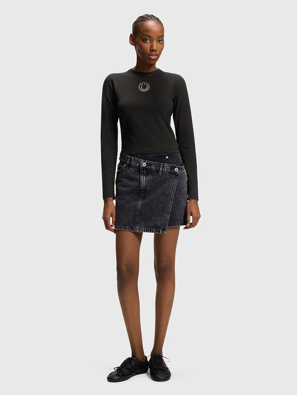 Cropped blouse with rhinestones - 2