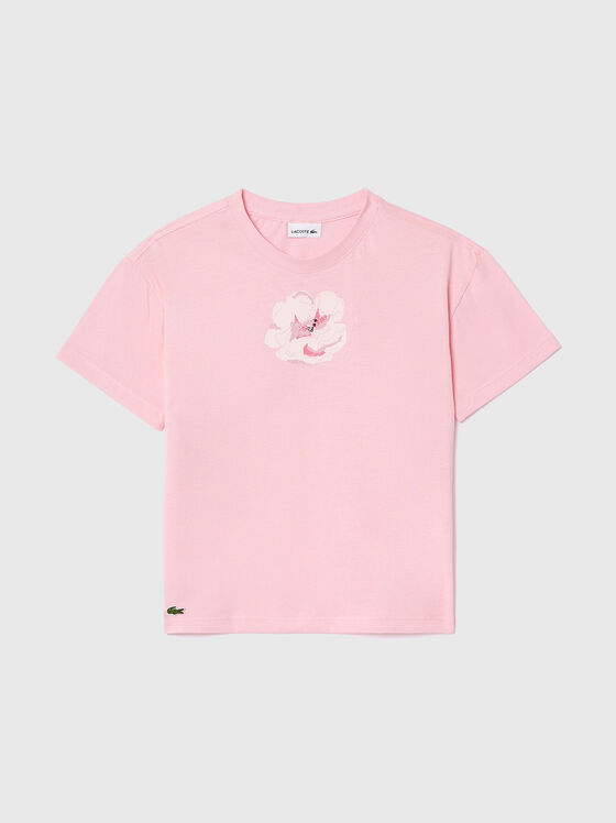 Pink t-shirt with flower detail - 1