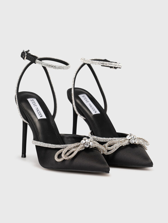 VIABLE black satin sandals with rhinestones - 2