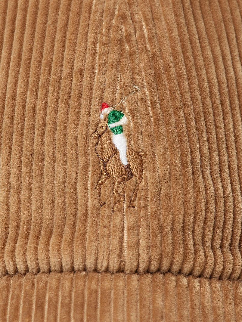 Hat with logo embroidery in velvet jeans fabric - 3