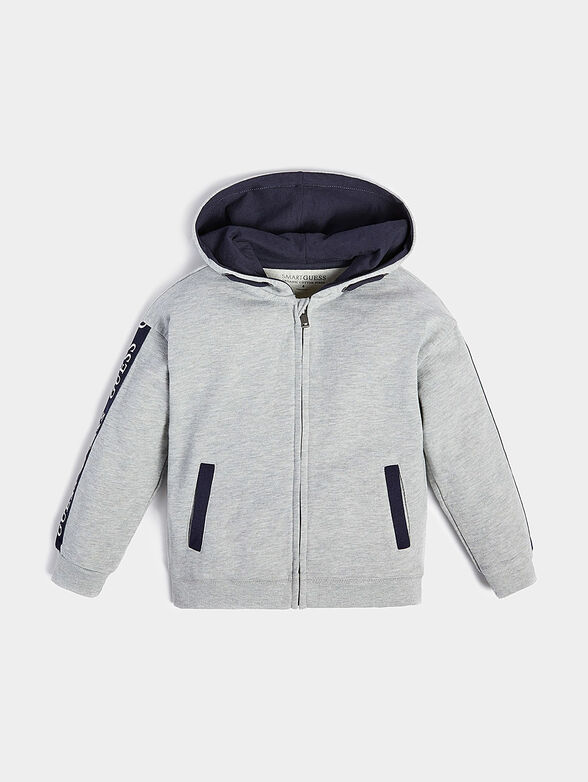 Cotton sweatshirt with zipper and hood - 1