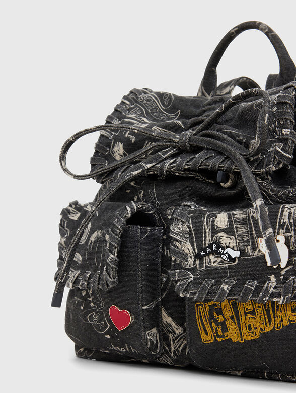 Denim backpack with print - 5