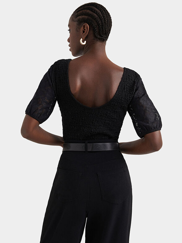 Black bodysuit with ruffle-effect texture - 3
