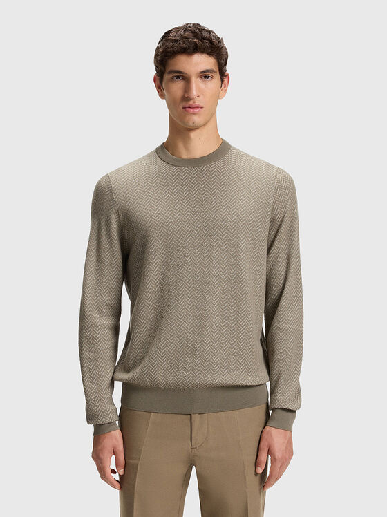 Wool sweater with oval neckline - 1