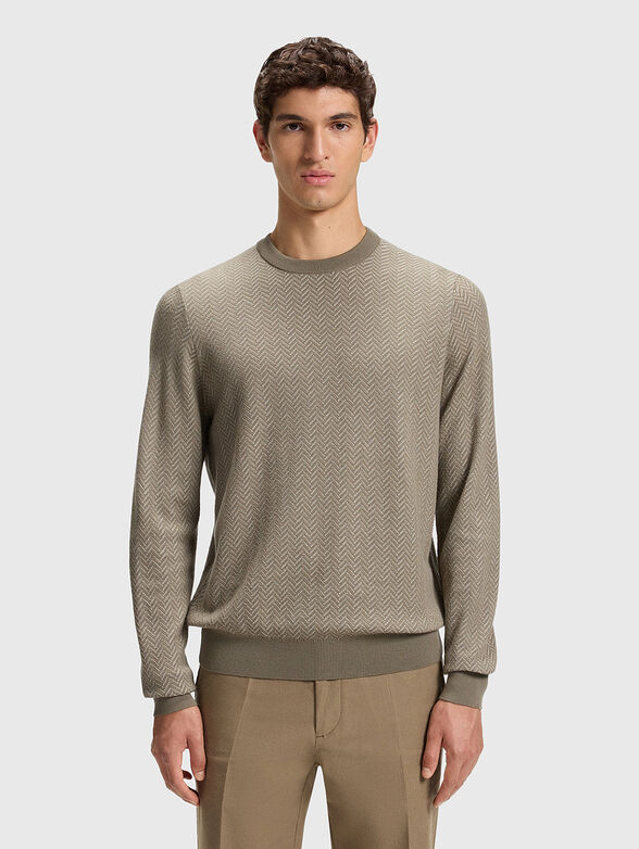 Wool sweater with oval neckline - 1