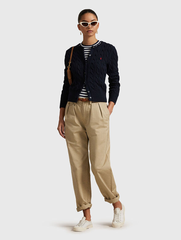 Cable knit cotton crew neck cardigan - 2