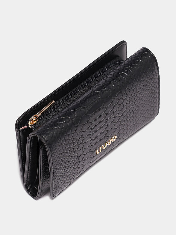 Black wallet with textured print - 3