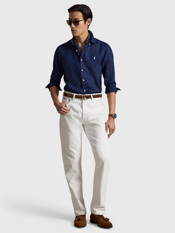 Dark blue linen shirt - 2