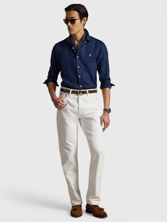 Dark blue linen shirt - 2