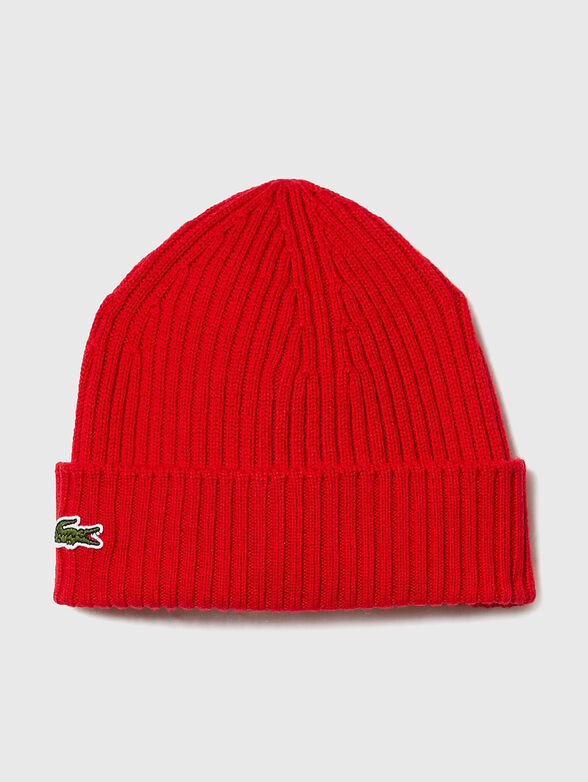 Unisex wool beanie in red color - 1