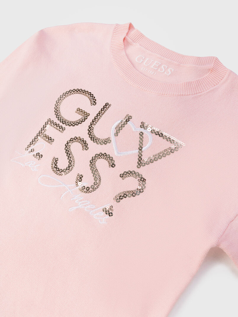 Pink sweatshirt with sequins and embroidery  - 3