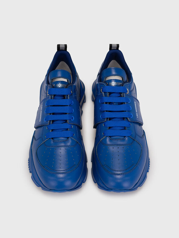 Blue leather sneakers - 6