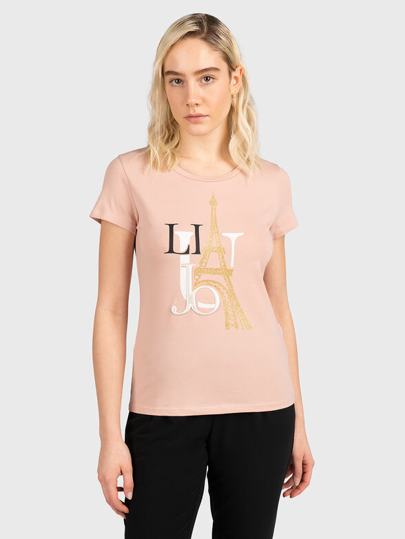 Black T-shirt with contarsting logo print - 1