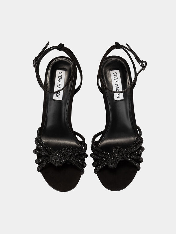 Beige heeled sandals with applied rhinestones - 6