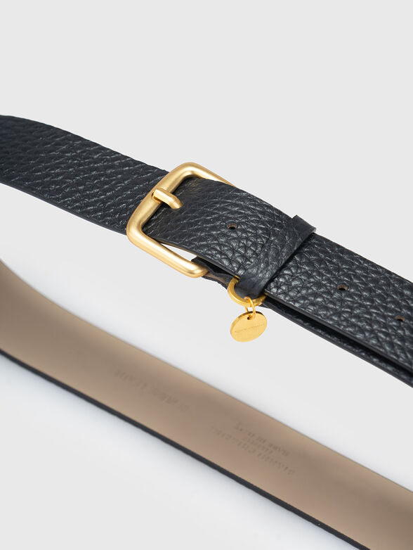Black genuine leather belt - 2