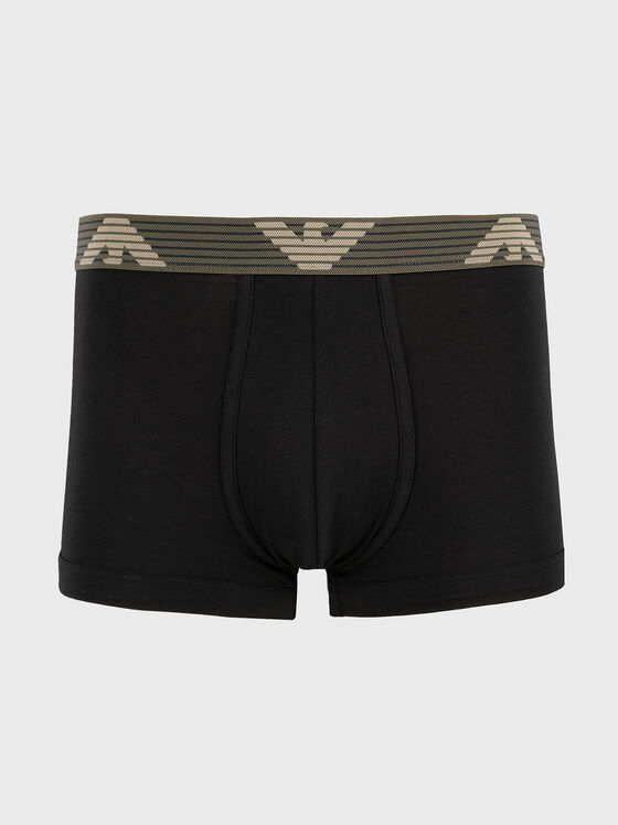 Cotton boxer shorts with contrasting logo - 1