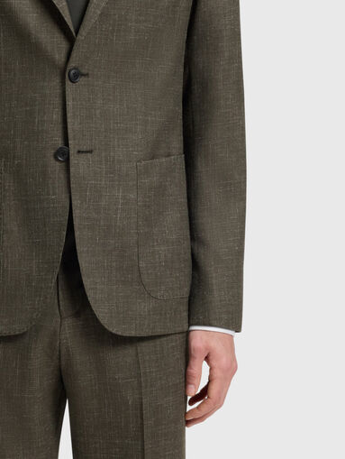 Single-breasted wool and linen jacket - 5