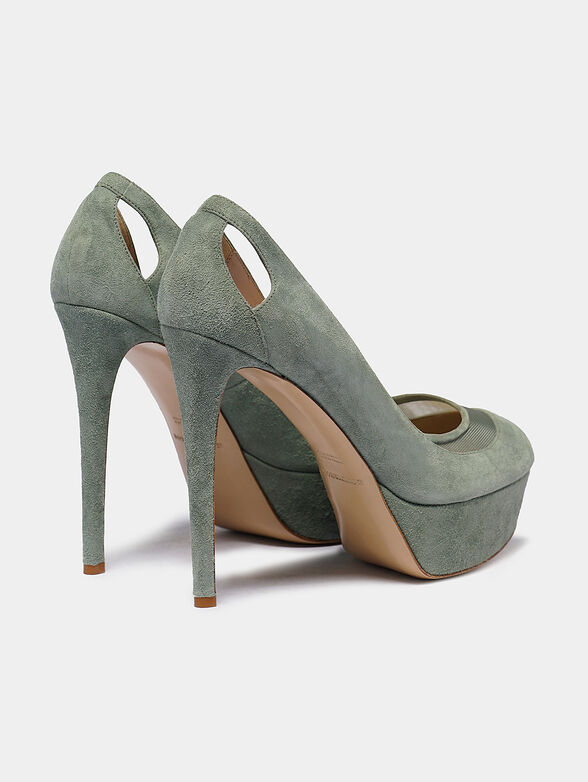 Suede high heel shoes in pale green - 2