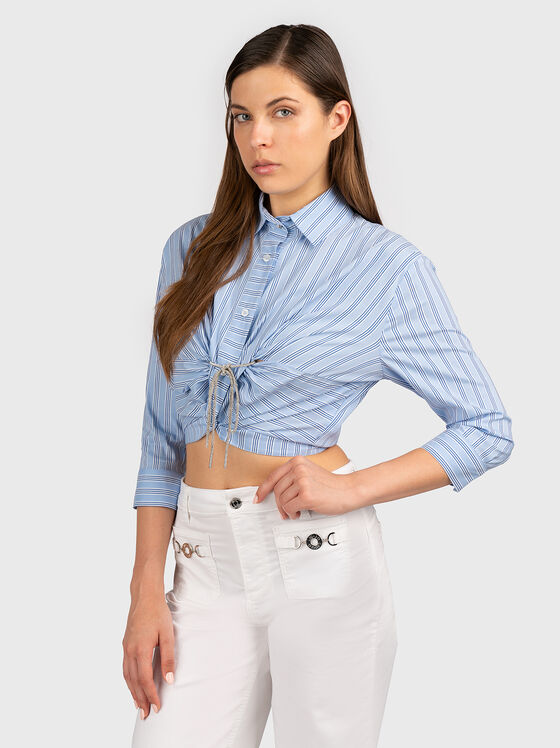 Cropped shirt with accent ties  - 1
