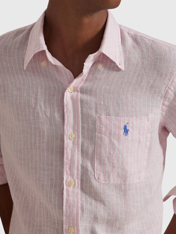 Linen shirt with logo embroidery - 4