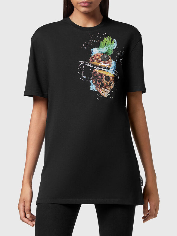 Cotton T-shirt with contrasting print - 1