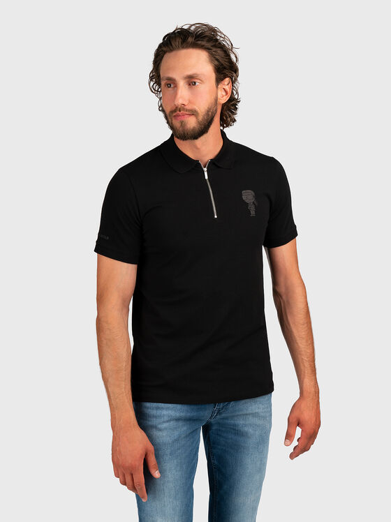 Polo shirt in black with logo print  - 1