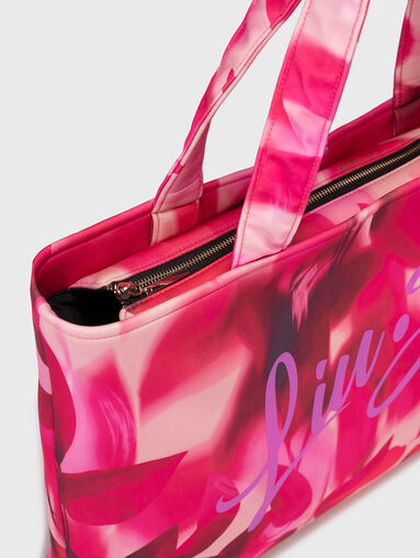 Large bag with floral print and logo - 5