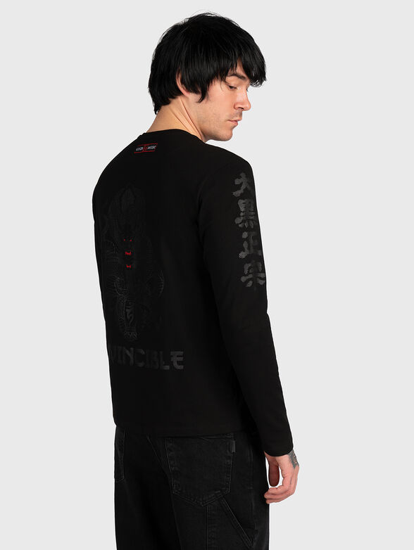 TL017 black blouse with long sleeves and print - 3