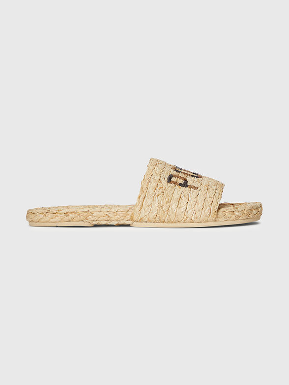 Raffia slippers with logo accent - 1