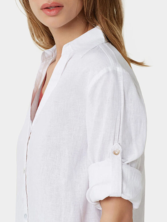 White linen blend shirt - 3