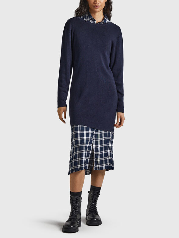 Wool blend dress with accent back - 6