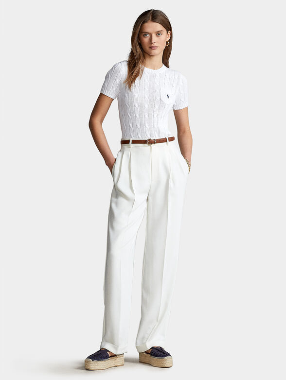 White cotton sweater with short sleeve - 2