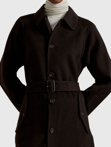 Wool coat with waist belt - 4