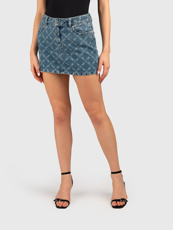 Mini denim skirt with logo print - 1