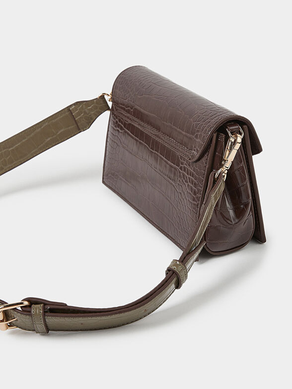 MACY brown crossbody bag with crocodile texture - 2