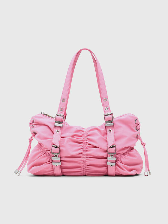 Розова чанта от текстил с катарами - 1