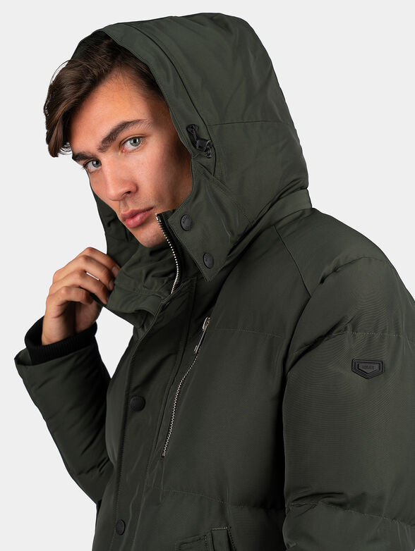 Black padded jacket with hood - 2