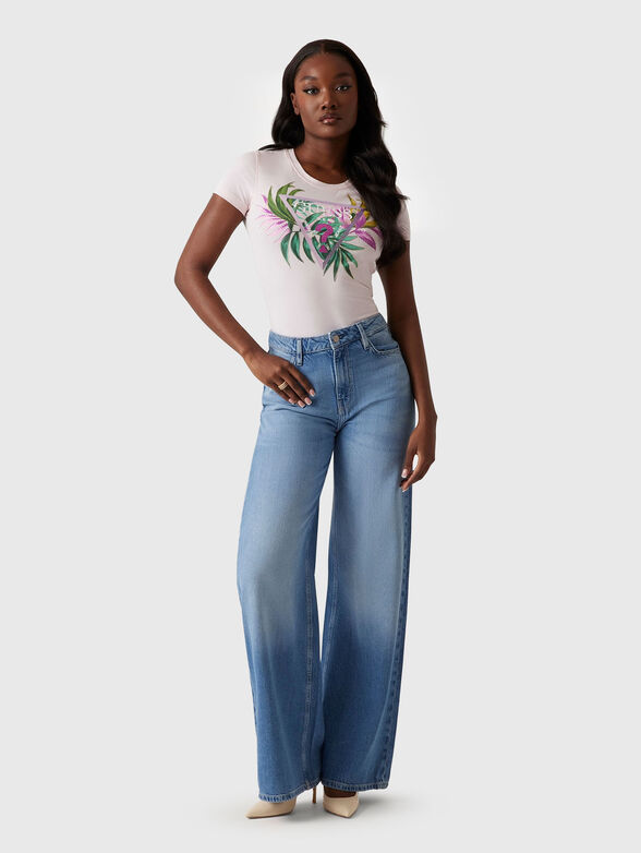 Slim cotton T-shirt with floral print - 2