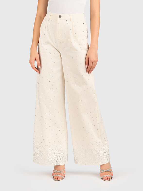 High waisted jeans with rhinestones - 1