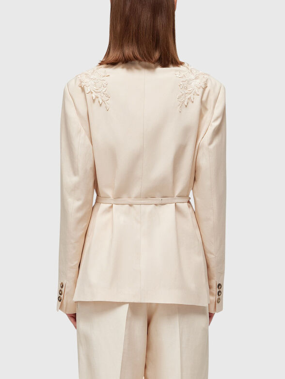 Oversized linen blend blazer with embroidery - 3