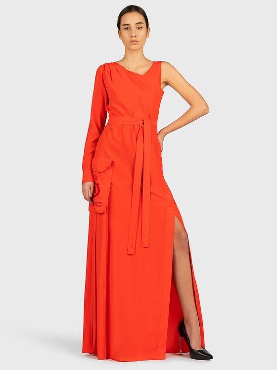 Red dress with logo embroidery - 1