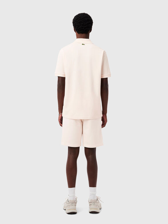 Cotton shorts with logo print in ecru - 2