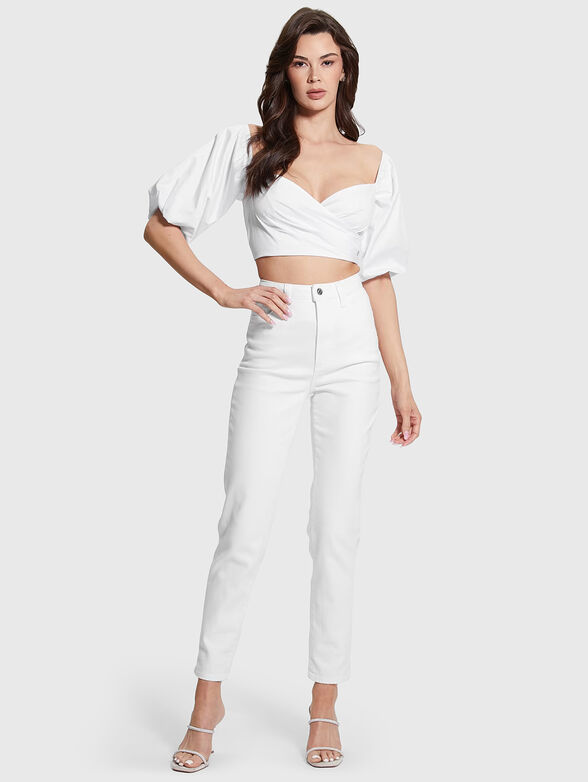 Black puff sleeve crop top - 2