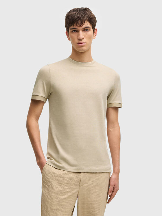 Cotton T-shirt with oval neckline - 1