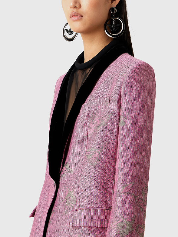 Wool blend blazer with floral motifs - 4