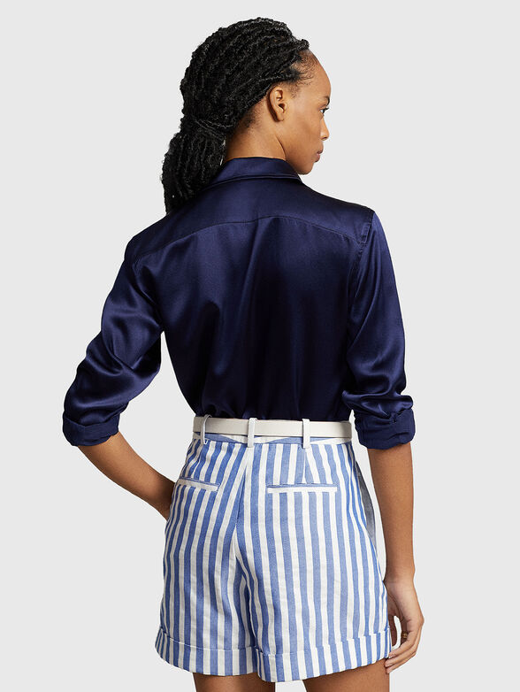 Dark blue silk shirt - 3